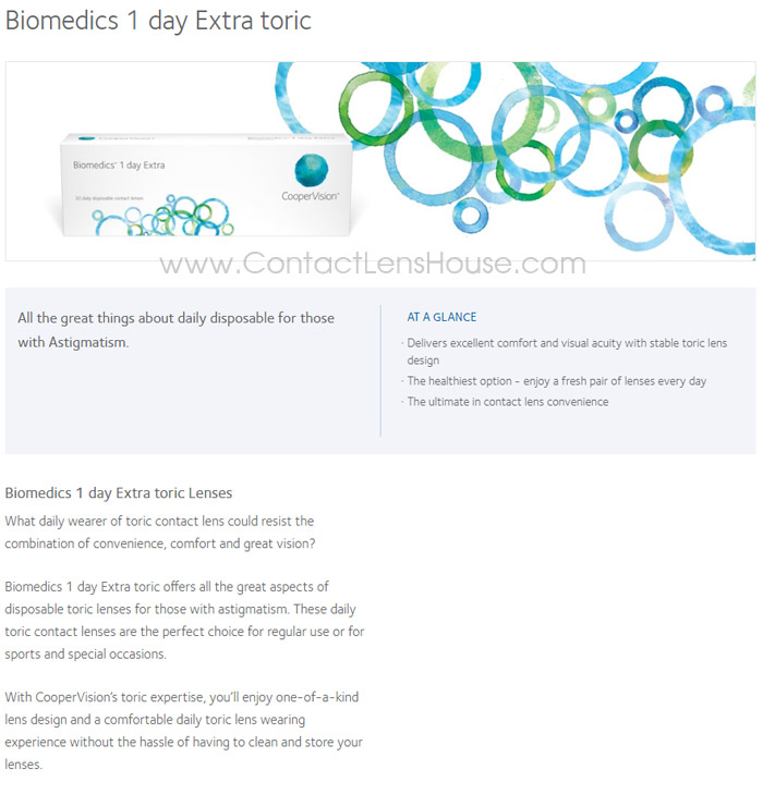 Biomedics 1 Day Extra Toric Daily Lens